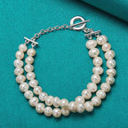 Natural Freshwater Pearl Chain Bracelet 20cm 925 Sterling Silver Wedding Gift