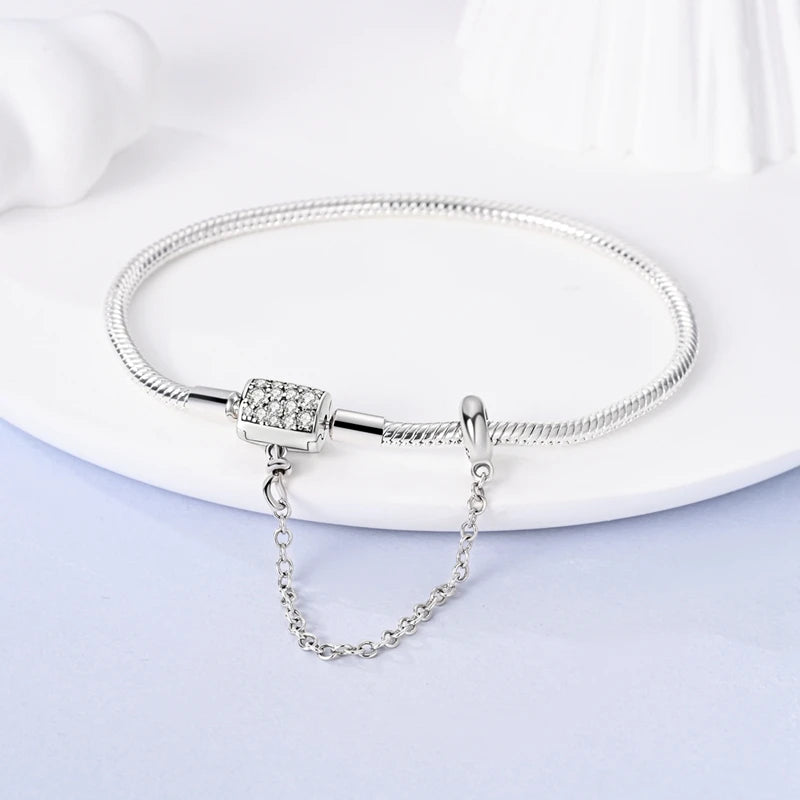 925 Sterling Silver Forever Love Peach Heart Bracelets Star Moon Airplane Earth Bracelets For Women Fit DIY Charms Party Jewelry