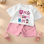 K-pop Girls Summer Casual T-Shirt and Shorts 2-Piece Fashion Outfit