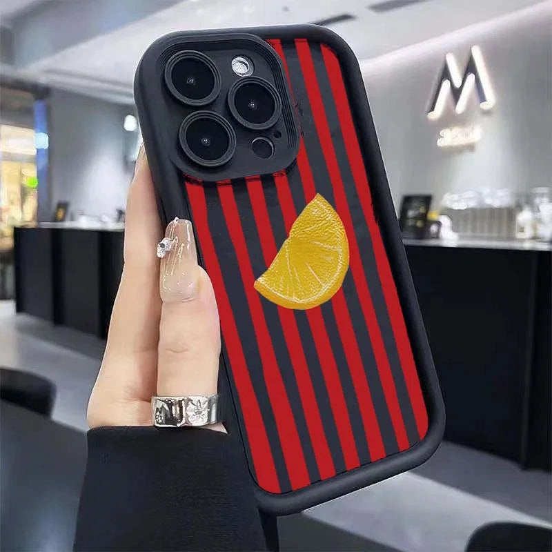 Lemon Cool Stripe Case for iPhone 17 16 15 14 13 12 11 Pro Max XS XR 7 8 Plus