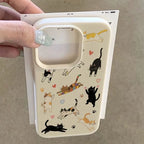 Cute Love Heart Cat Lychee Case for iPhone 17 16 15 14 Pro Max