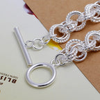 Pretty Circle Fashion Bracelet 925 Sterling Silver Wedding Party Jewellery