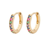 2PCS Stainless Steel Minimal Hoop Earrings Zirconia Small Huggie Thin