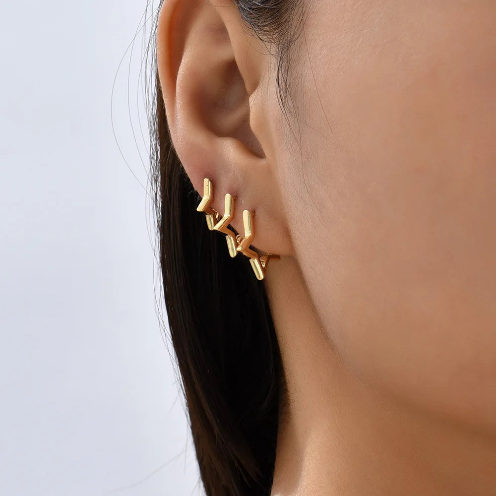 Fashion Stainless Steel Smooth Star Hoop Earrings Women Minimalist