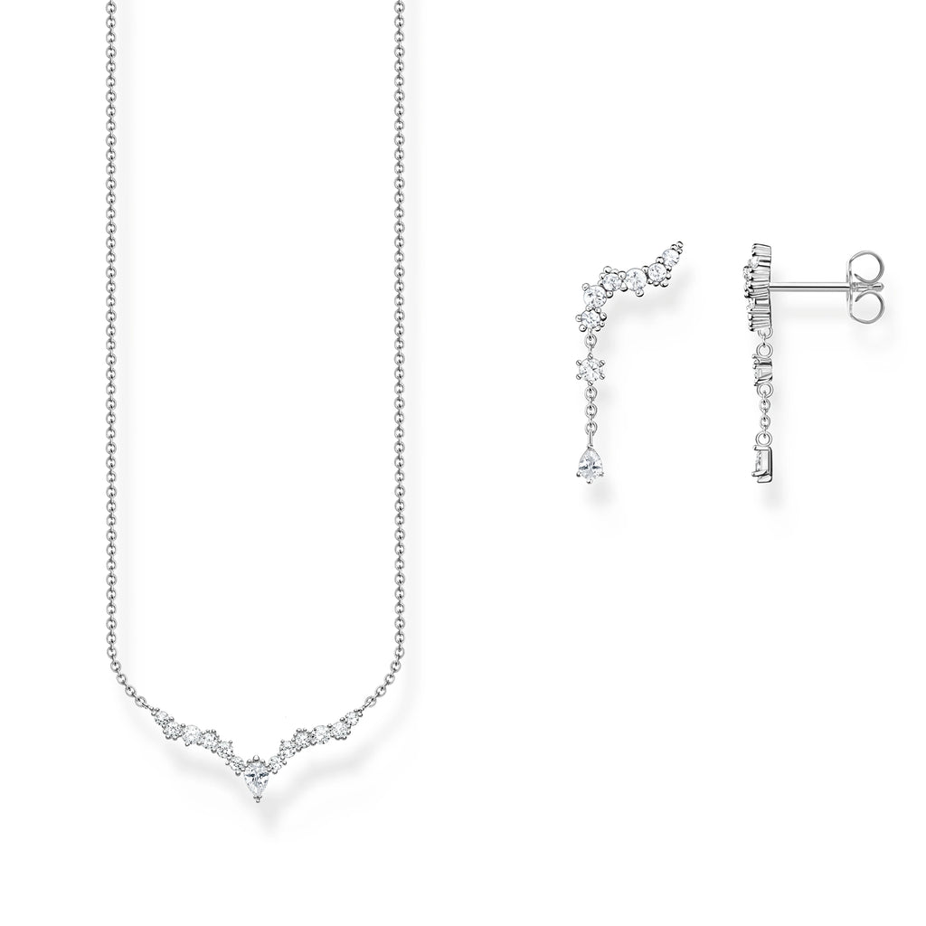 Water Drop Necklace & Earrings Set Ice Crystals 925 Sterling Silver Gift