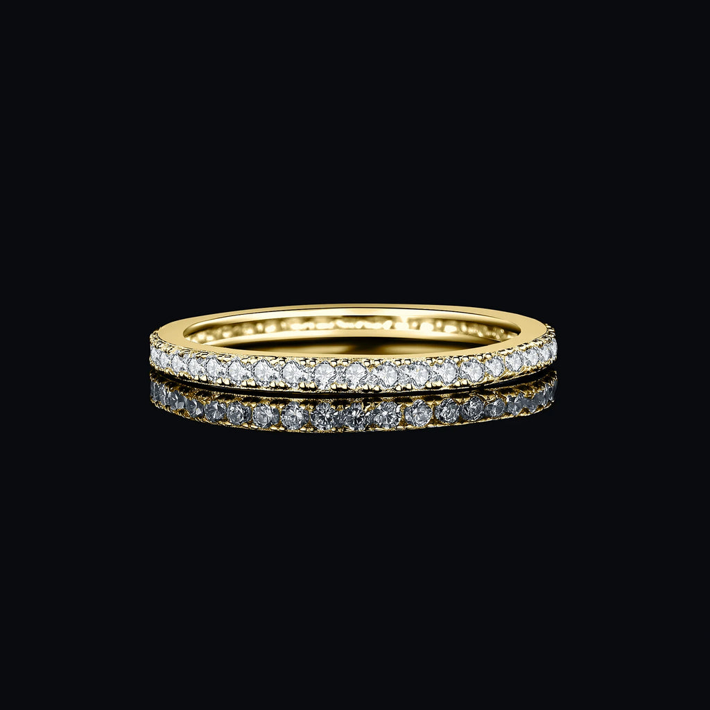 JewelryPalace Moissanite D Color Eternity Total 0.6ct 925 Sterling Silver Wedding Band Ring for Women Yellow Rose Gold Plated