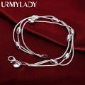 Snake Chain Beads Bracelet 925 Sterling Silver Women Party Wedding Jewellery