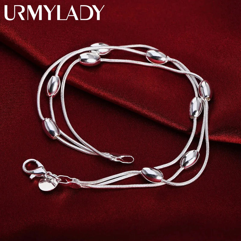 Snake Chain Beads Bracelet 925 Sterling Silver Women Party Wedding Jewellery