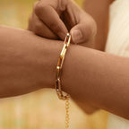 6mm Paperclip Chain Bracelet 18k Gold Plated Stainless Steel Link Adjustable Stackable Jewelry for Women Girls Gift