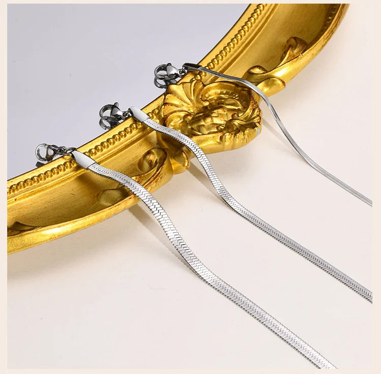 Herringbone Snake Chain Bracelet For Women ,18k Gold Plated Link Adjustable Stainless Steel Width 2/3/4mm