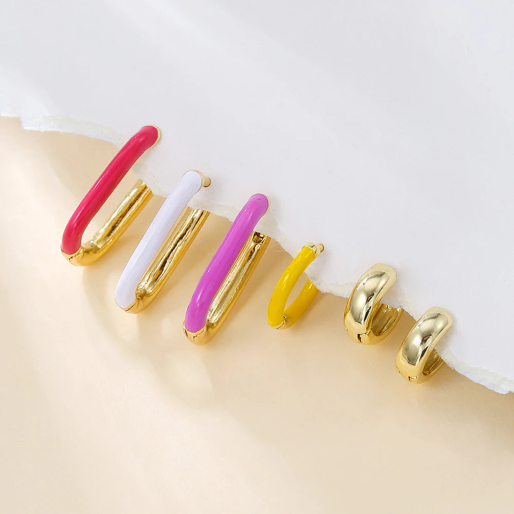 Colourful Neon Enamel Metal Huggie Hoop Earring Stainless Steel