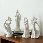 Nordic Ceramic Couple Sculpture Modern Pop Art Living Room Wedding Gift