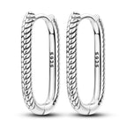 925 Sterling Silver Minimalist Blue Zircon Hoop Earrings Anniversary Gift