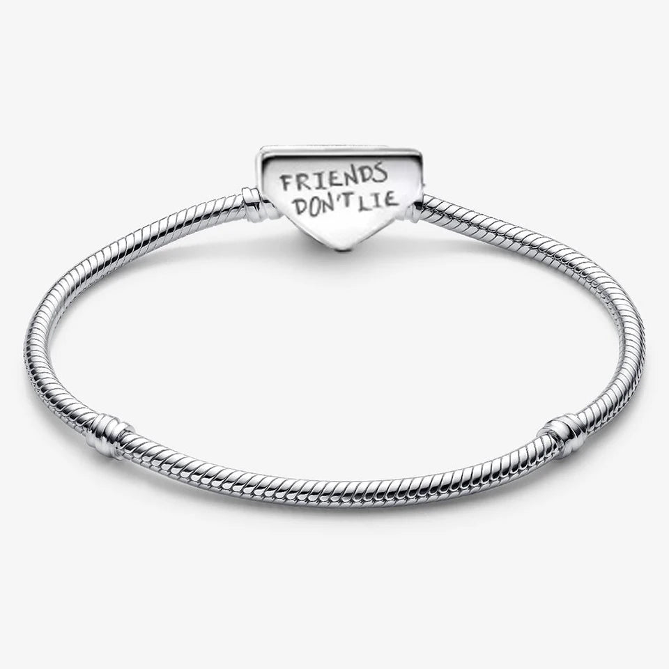 New 925 Silver Sparkling Heart to Heart Double Loop Leather Rope Weaving Bracelet Fashion DIY Charm Exquisite Jewelry Gift