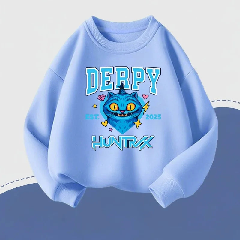 K-pop Girls Cartoon Print Long Sleeve O-Neck Casual Hoodies Sport Pullovers