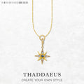 Royalty Star Charm Necklace Lucky Golden 925 Sterling Silver Women Men Gift