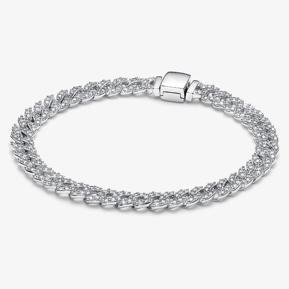 New 925 Silver Sparkling Heart to Heart Double Loop Leather Rope Weaving Bracelet Fashion DIY Charm Exquisite Jewelry Gift