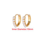 Yuedane Stainless Steel Little Imitation Pearl Hoop Earrings Small Circle