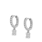 New Stainless Steel Cubic Zirconia Hoop Earrings Small Pendant