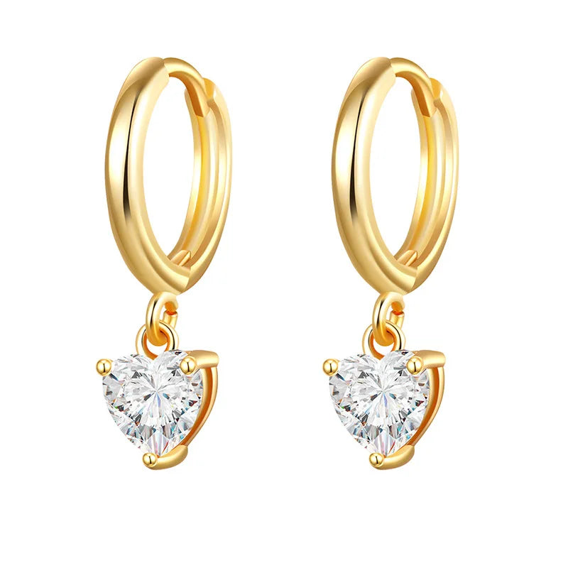 Fashion Stainless Steel Crystal Zircon Drop Earrings Punk Wedding Gift