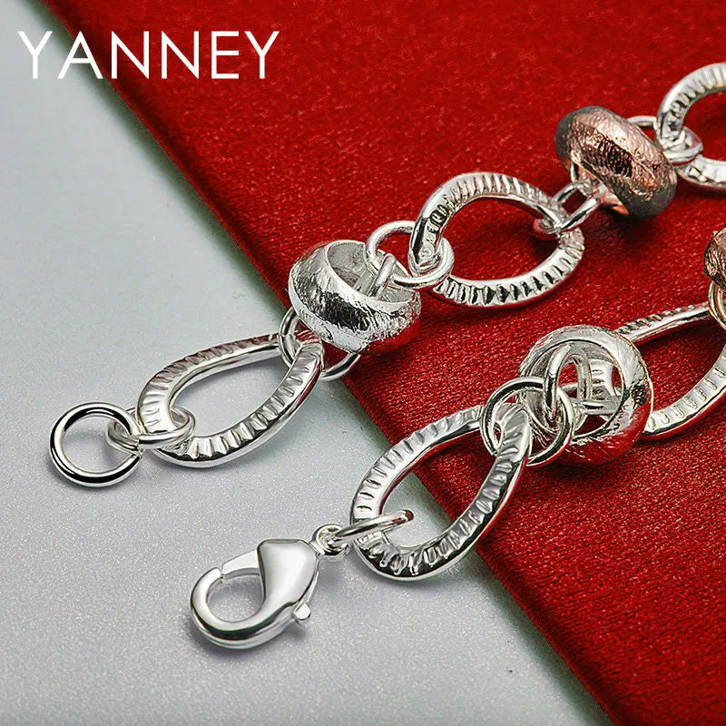 925 Sterling Silver 8-inch Heart Four-Leaf Clover Bracelet Women Party Gift