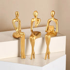 Set of 3 Abstract Figurines Nordic The Thinker Modern Art Sculpture Bookshelf Decor