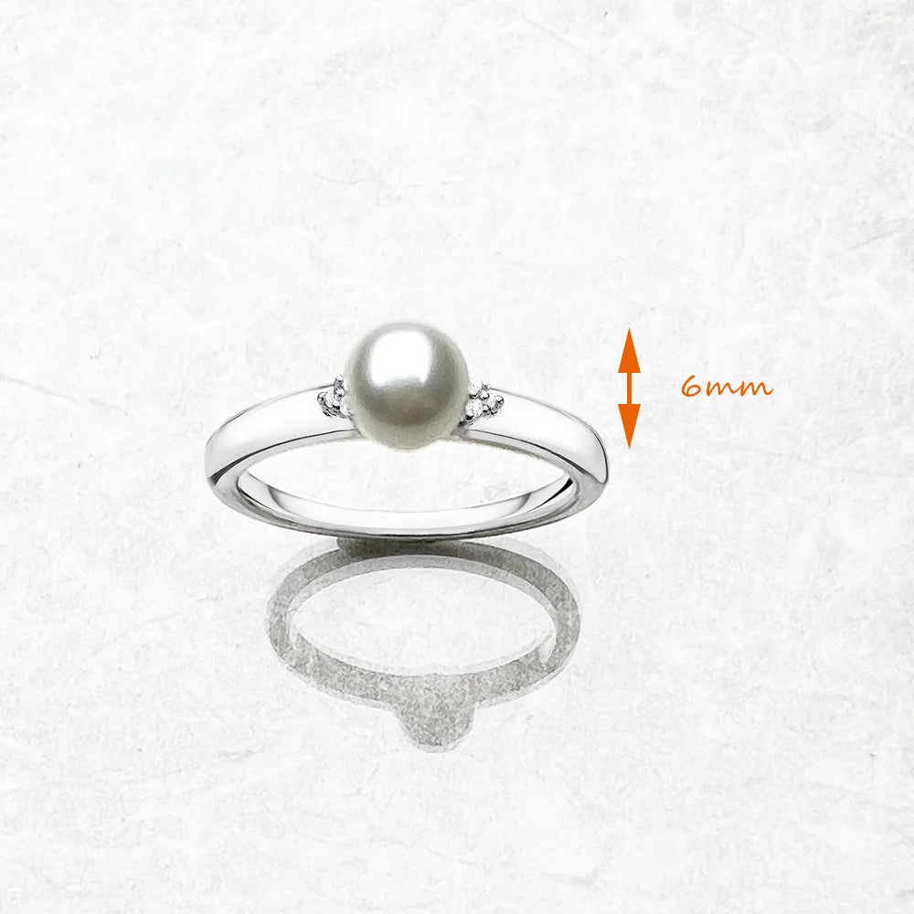 Pearl and Zircon Ring 925 Sterling Silver Glam Spring Trendy Jewellery Women