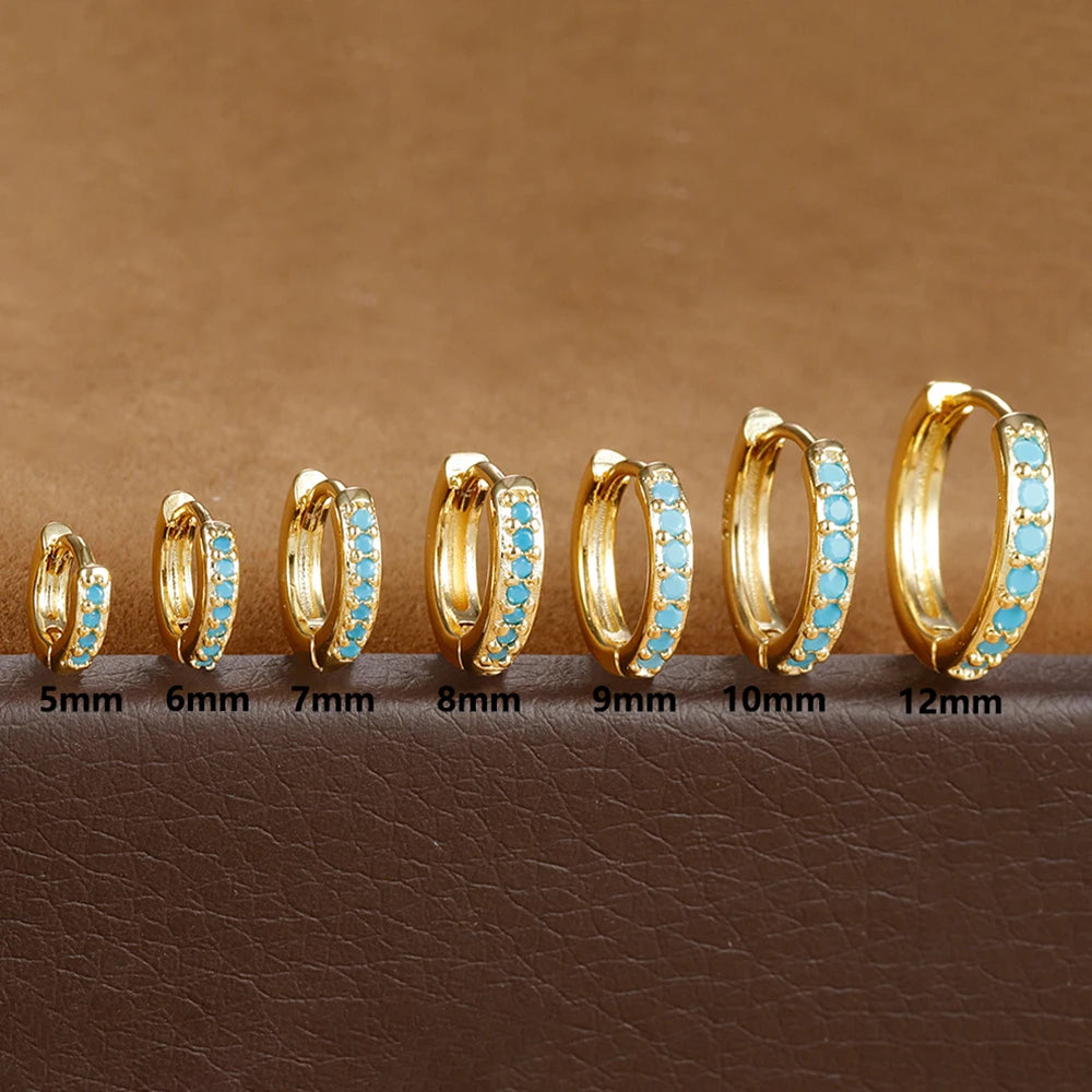 2PCS Stainless Steel Minimalist Hoop Earring Crystal Zirconia Piercing