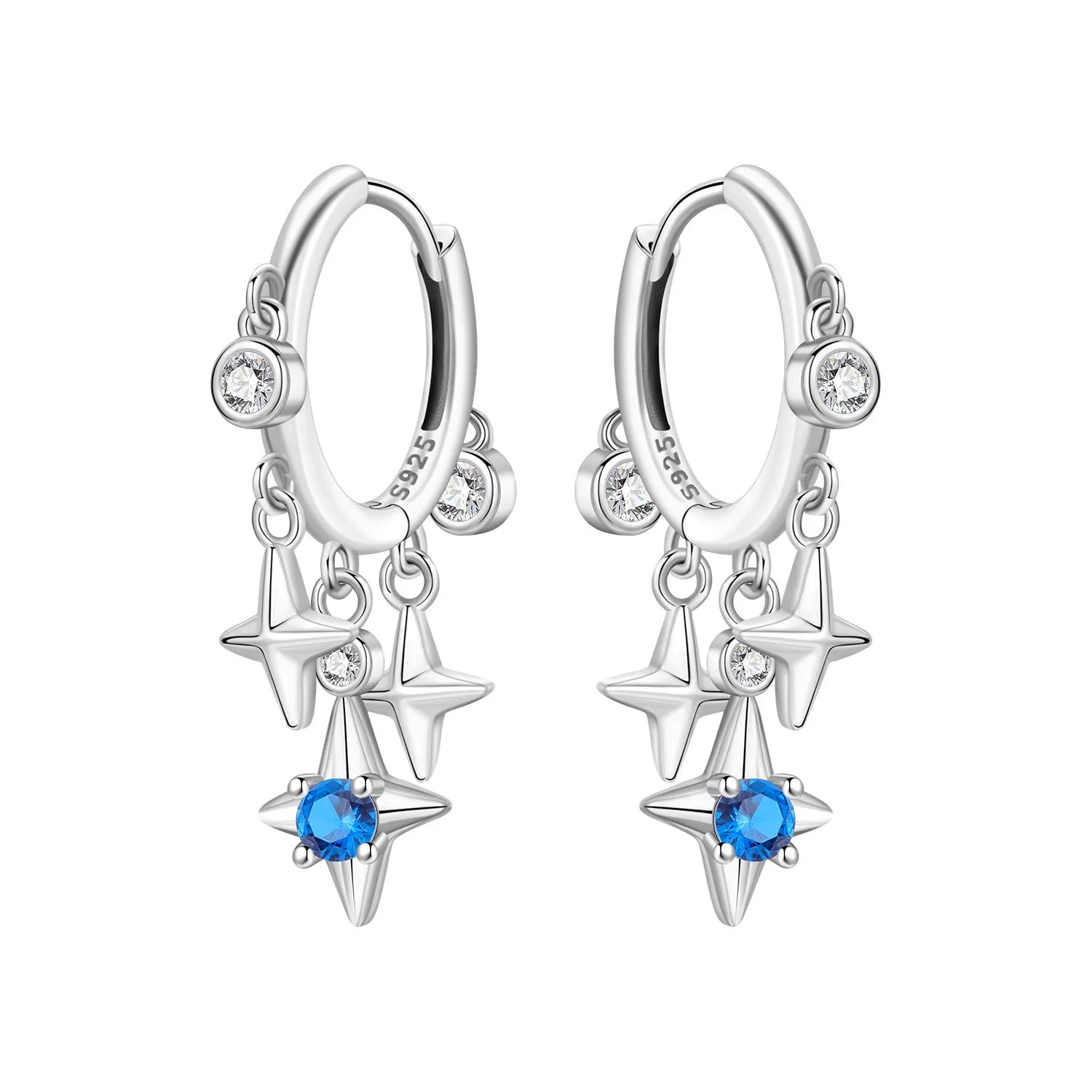 925 Sterling Silver Mysterious Star Moon Versatile Hoop Earrings Women's Gift