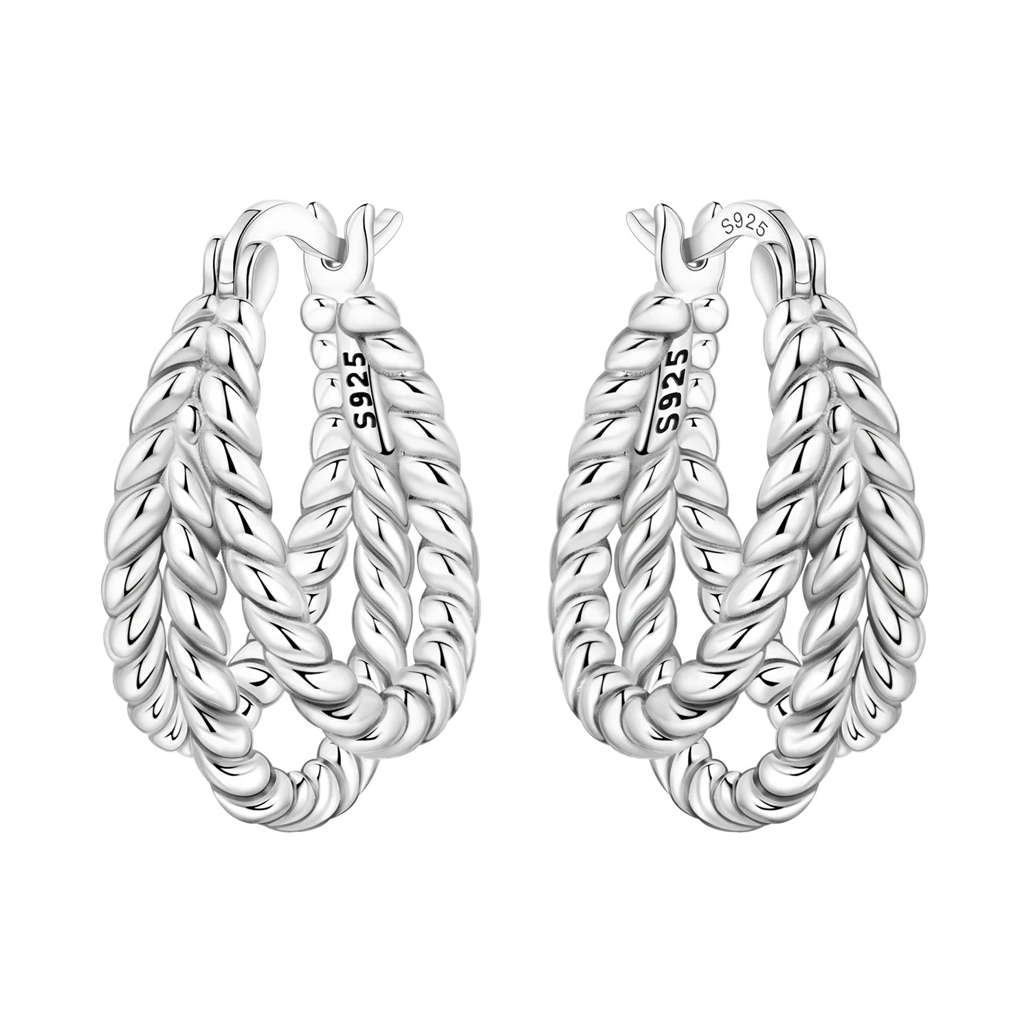 925 Sterling Silver Curve Weaving Large Circle Versatile Hoop Earrings Gift