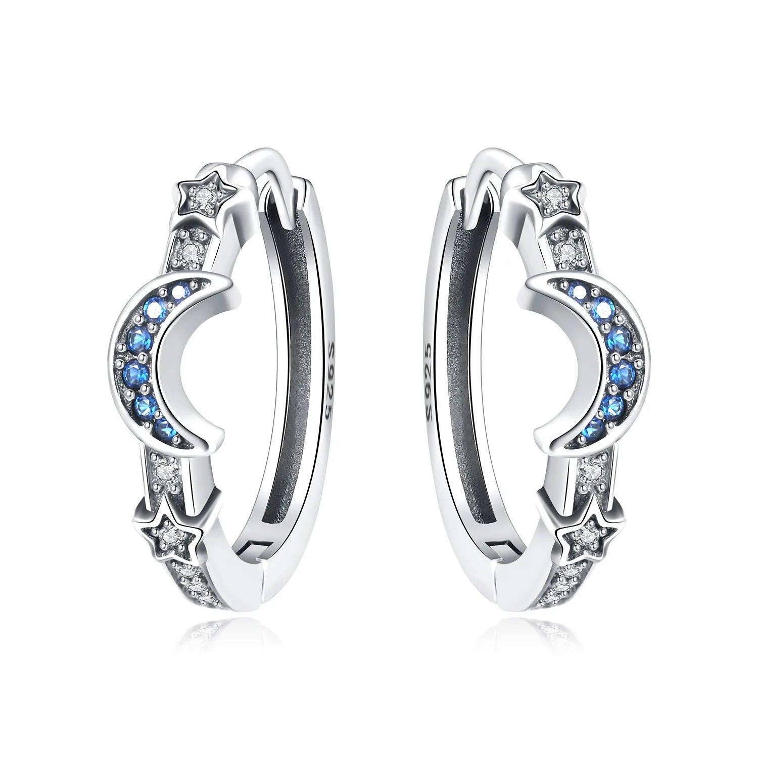 925 Sterling Silver Blue White Cross Versatile Hoop Earrings Birthday Gift