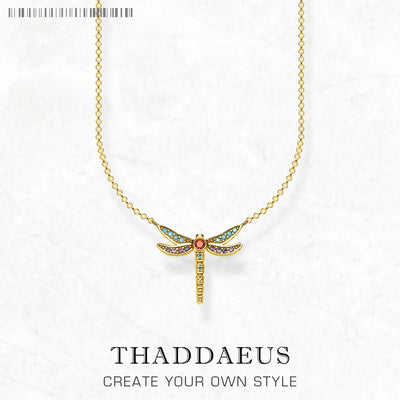 Small Dragonfly Necklace Link Chain 925 Sterling Silver Bohemia Jewellery