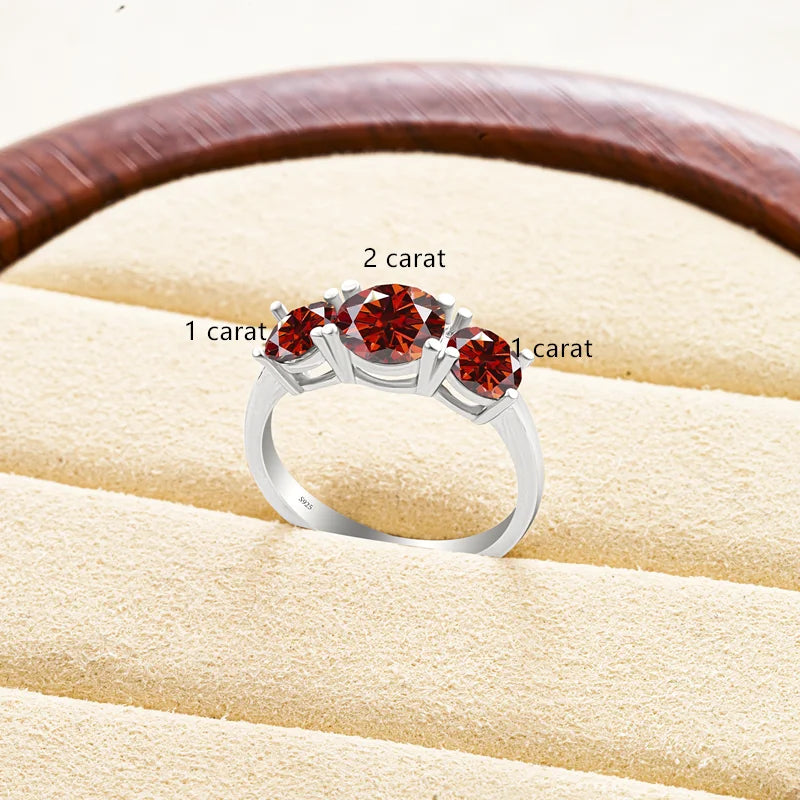 Total 4 carat moissanite ring D Color VVS1 EX Round Moissanite Ring 925 Sterling Silver Eternity Ring Women Engagement Wedding