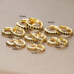 2PCS Minimal Crystal Zirconia Stainless Steel Hoop Earrings Huggie