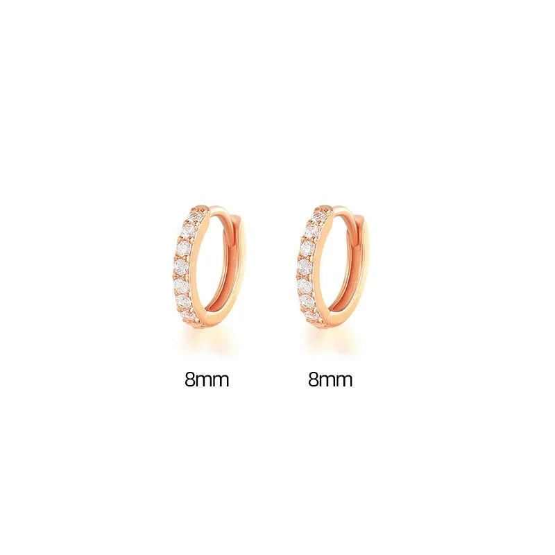 8mm Stainless Steel Minimal Hoop Earrings Zirconia Helix Tragus