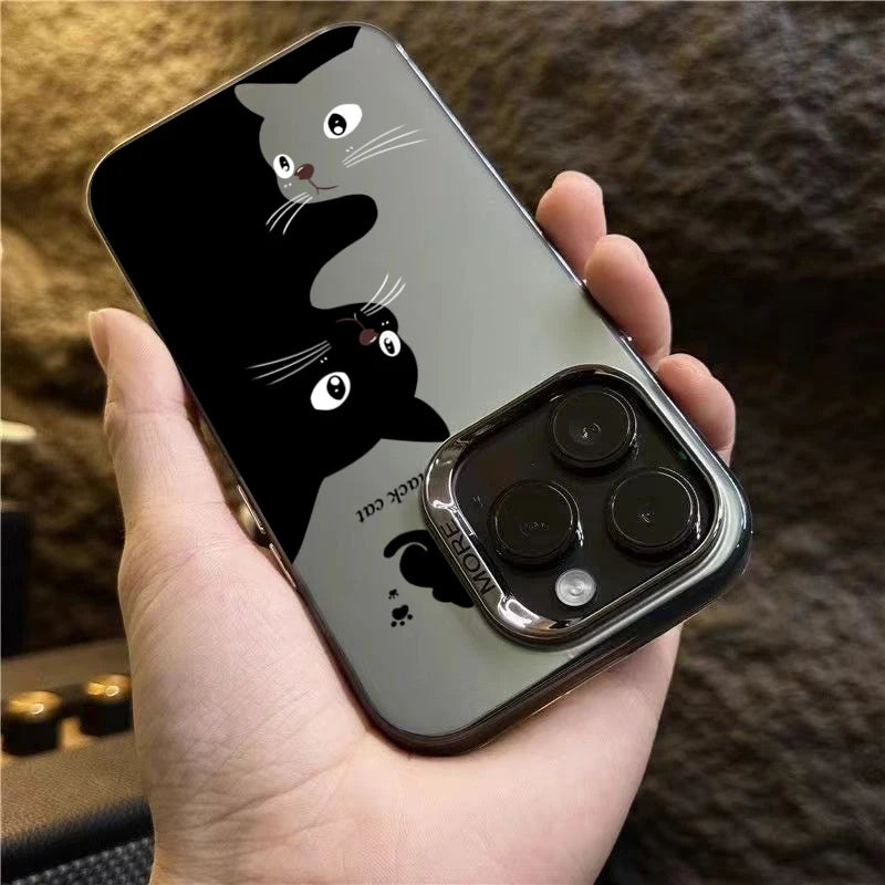 Cute Cartoon Black Cat Case for Samsung S24 S23 S22 A14 A34 A54