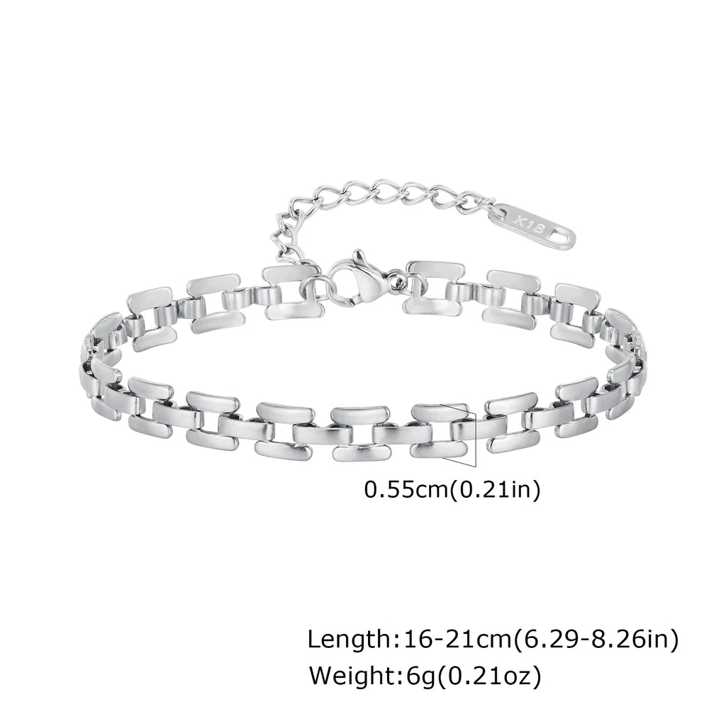 Women Chain Bracelet Silver Color, Stainless Steel Link Stackable Bracelets, Layered Fashion Accessories Gifts