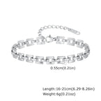 Women Chain Bracelet Silver Color, Stainless Steel Link Stackable Bracelets, Layered Fashion Accessories Gifts