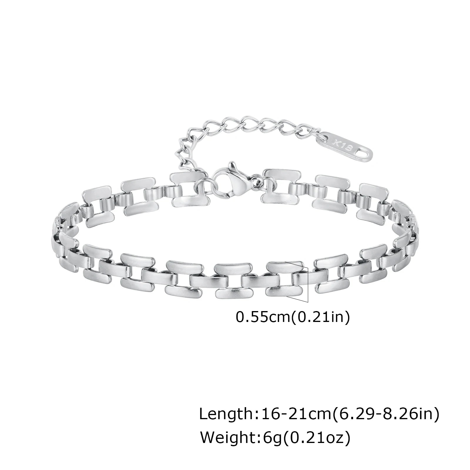 Women Chain Bracelet Silver Color, Stainless Steel Link Stackable Bracelets, Layered Fashion Accessories Gifts