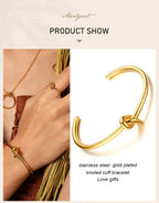 Trendy Round Circular Open Knot Cuff Bangle Bracelets For Women Elegant GoldColor Jewelry Noeud Armband Pulseiras
