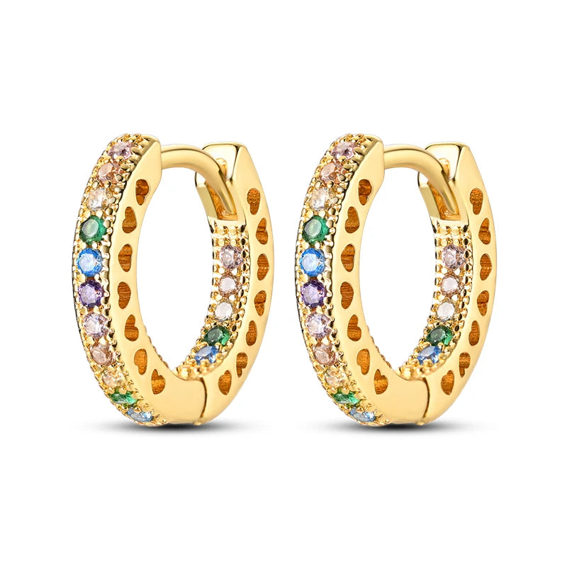 925 Sterling Silver Gold Temperament Versatile Hoop Earrings Birthday Gift