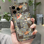 Graffiti Cartoon Dog Cat Case for iPhone 16 15 14 13 12 11 Pro Max XR SE3