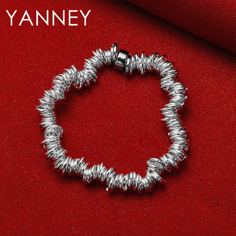 925 Sterling Silver Multi Loop Bracelet Women Hip Hop Party Jewellery Gift