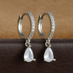 2PCS Simple Stainless Steel Colourful Zirconia Hoop Earrings