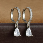 2PCS Simple Stainless Steel Colourful Zirconia Hoop Earrings