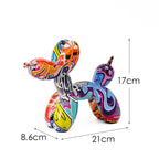 Graffiti Balloon Dog Sculpture Black White Puppy Figurines Modern Tabletop Decoration