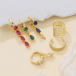 Korean Stainless Steel Multicolor Crystal Water Drop Dangle Earrings
