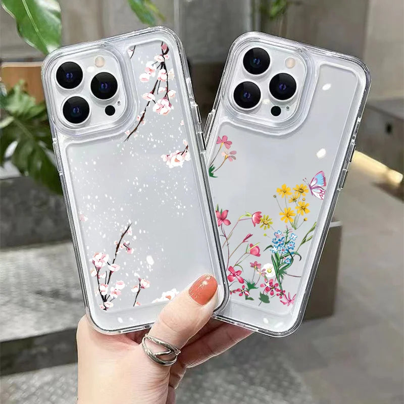 Wildflower Graphic Clear Case for Redmi Note 13 12 Pro Plus 12S 11S 10S