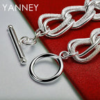 925 Sterling Silver 8-inch Frosted Knot Bracelet Men Women Wedding Jewellery