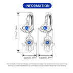 925 Sterling Silver Fatima's Hand Devil's Eye Drop Earrings Trendy Jewellery
